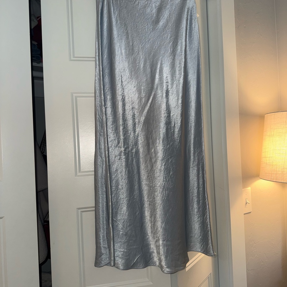 Babaton Shimmering Silver Maxi Skirt